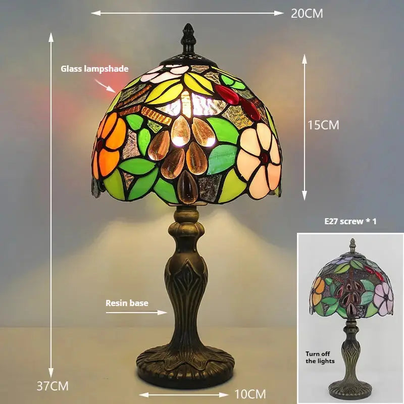 8inch Stained Glass Desk Light Grapes Flower Lampshade Tiffany Antique Lamps for Sale Classical Tiffany Lamp
