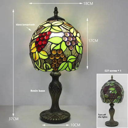 8inch Retro Stained Glass Grapes Flower Floral Lampshade Mini Tiffany Lamp Table Light Classical Tiffany Lamp