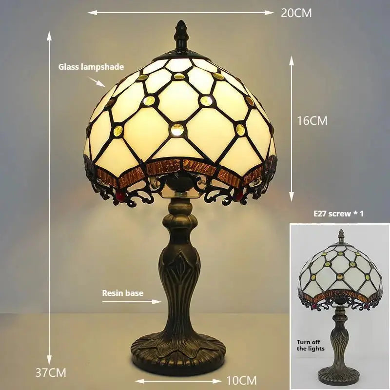 8inch Retro Stained Glass Pearl Dragon Tail Lampshade Antique Tiffany Table Lamp Classical Tiffany Lamp