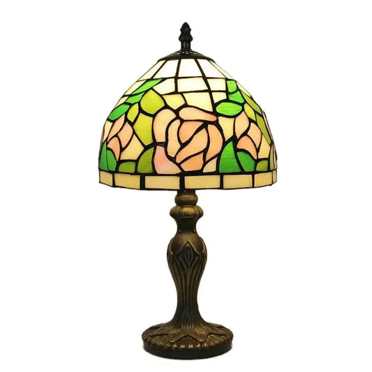 8inch Stained Glass Tiffany Style Lamp Pink Rose Lampshade Table Light Classical Tiffany Lamp