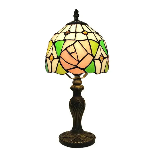 8inch Retro Stained Glass Pink Rose Floral Lampshade Original Tiffany Table Lamps Classical Tiffany Lamp