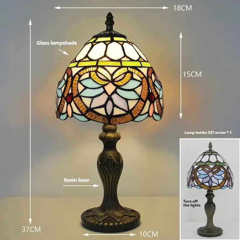 8inch Retro Stained Glass Baroque Lampshade Vintage Tiffany Style Lamps Table Light Classical Tiffany Lamp