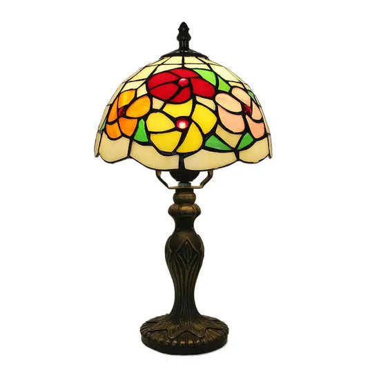 8inch Retro Stained Glass Table Lamp Flower Lampshade Tiffany Desk Light Classical Tiffany Lamp