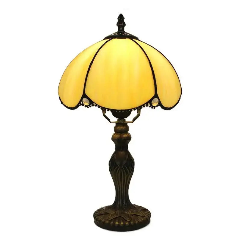 8inch Retro Stained Glass Yellow Lampshade Antique Tiffany Style Table Lamps Classical Tiffany Lamp