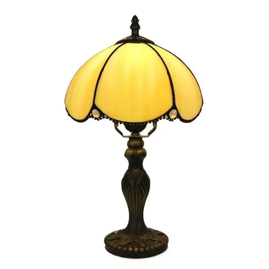 8inch Retro Stained Glass Yellow Lampshade Antique Tiffany Style Table Lamps Classical Tiffany Lamp