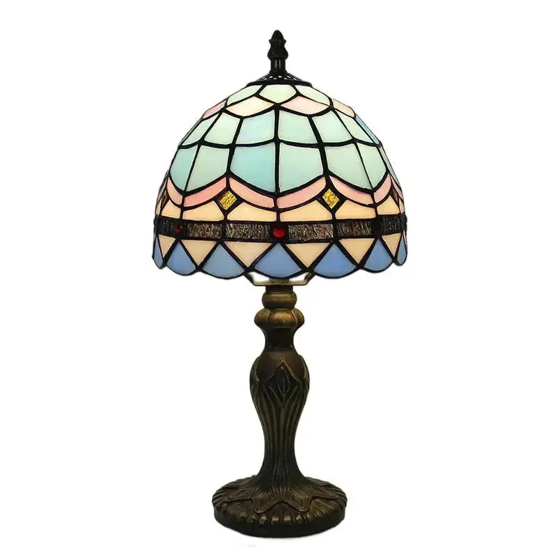 8inch Stained Glass Blue Lampshade Tiffany Table Lamps for Living Room Classical Tiffany Lamp