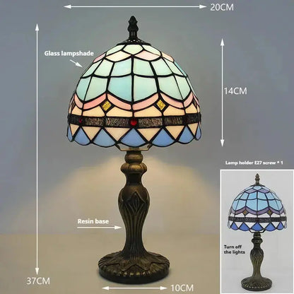 8inch Stained Glass Blue Lampshade Tiffany Table Lamps for Living Room Classical Tiffany Lamp