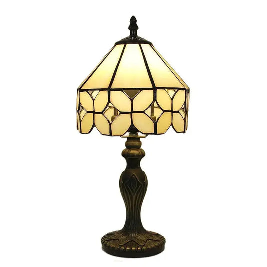 8inch Retro Glass Tiffany Style Lamps Stained Glass Beige Floral Lampshade Desk Light Classical Tiffany Lamp