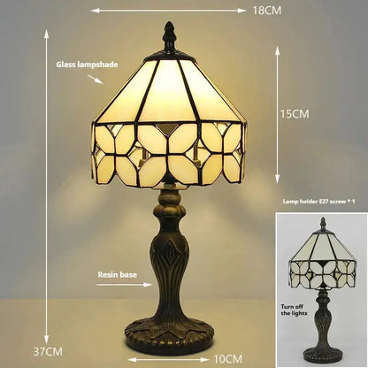 8inch Retro Glass Tiffany Style Lamps Stained Glass Beige Floral Lampshade Desk Light Classical Tiffany Lamp