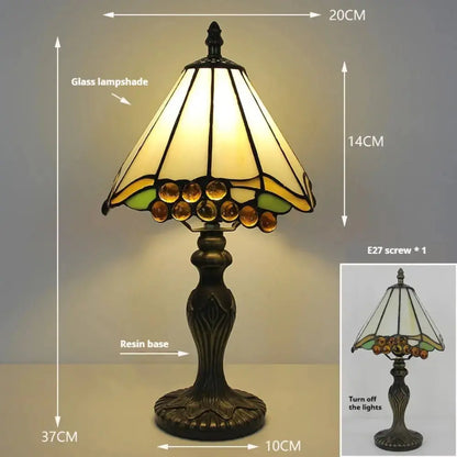 8inch Retro Stained Glass Simple Grape Lampshade Small Tiffany Table Lamp Classical Tiffany Lamp