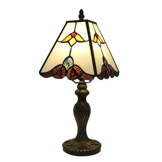 8inch Stained Glass Square Beige Lampshade Antique Tiffany Style Table Lamps Classical Tiffany Lamp
