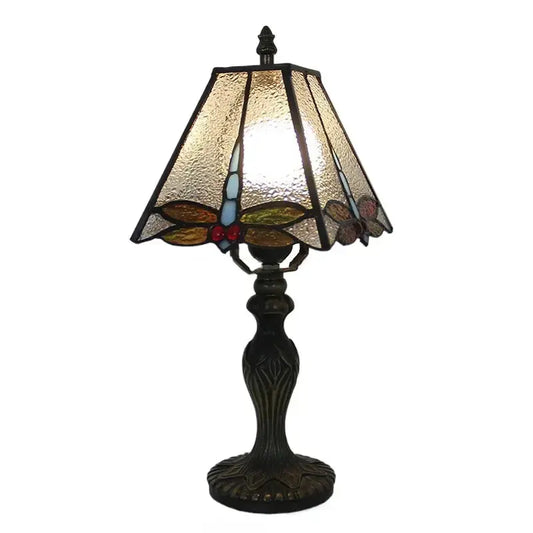 8inch Retro Stained Glass Square Dragonfly Lampshade Tiffany Glass Table Lamp Classical Tiffany Lamp