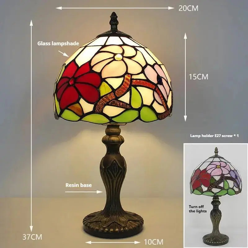 8inch Retro Desk Light Stained Glass Flowers Lampshade Antique Tiffany Style Lamp Classical Tiffany Lamp