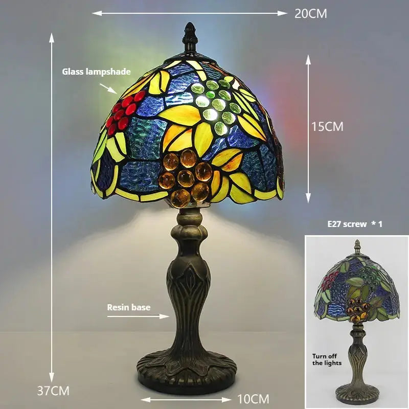 8inch Retro Stained Glass Grapes Lampshade Tiffany Style Desk Lamps Classical Tiffany Lamp