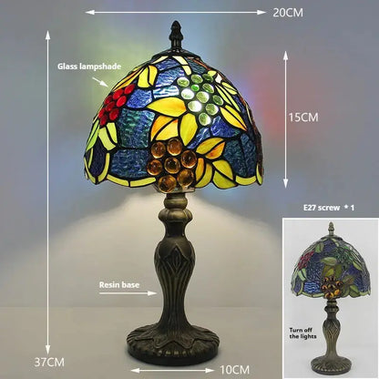 8inch Retro Stained Glass Grapes Lampshade Tiffany Style Desk Lamps Classical Tiffany Lamp