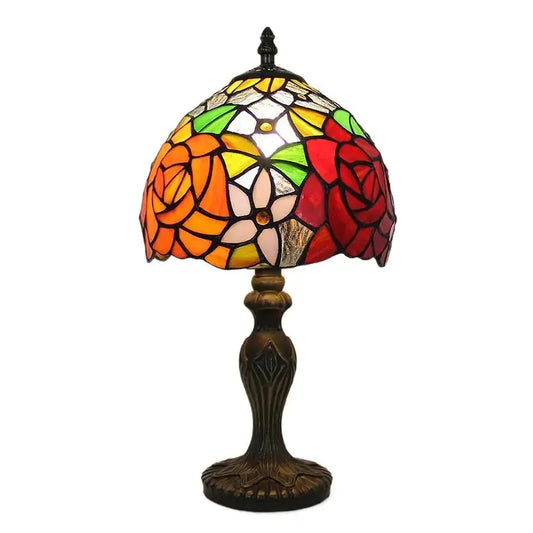8inch Tiny Tiffany Lamp Retro Rose Lampshade Stained Glass Desk Light Classical Tiffany Lamp