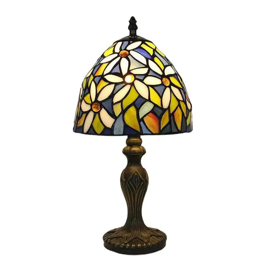 8inch Retro Stained Glass White Flower Floral Lampshade Small Tiffany Desk Lamp Classical Tiffany Lamp