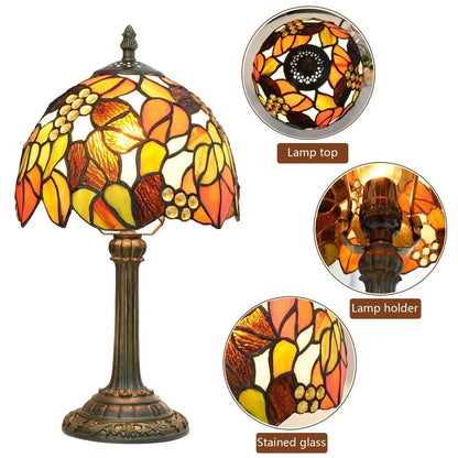 8inch Small Tiffany Lamp Stained Glass Maple Leaf Lampshade Retro Table Lamp Classical Tiffany Lamp