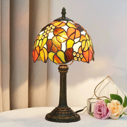 8inch Small Tiffany Lamp Stained Glass Maple Leaf Lampshade Retro Table Lamp Classical Tiffany Lamp