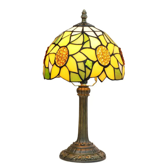 8inch Small Tiffany Table Lamps Tiffany Stained Glass Sunflower Lampshade Bedside Light Classical Tiffany Lamp