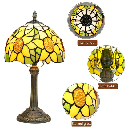 8inch Small Tiffany Table Lamps Tiffany Stained Glass Sunflower Lampshade Bedside Light Classical Tiffany Lamp