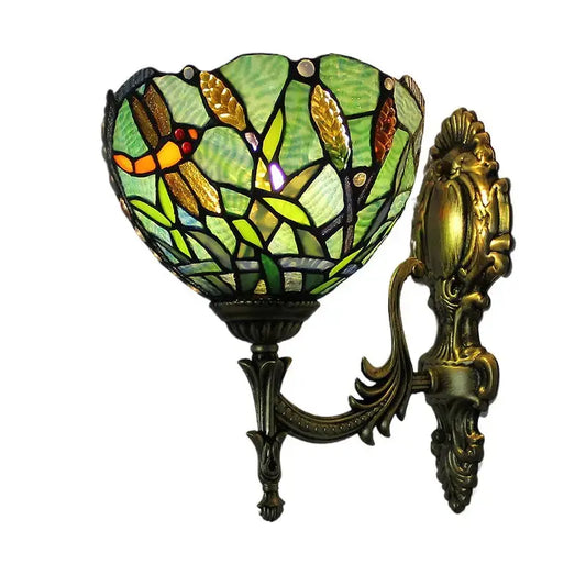 8inch Small Tiffany Wall Lights Stained Glass Grain Dragonfly Lampshade Wall Lamp Classical Tiffany Lamp