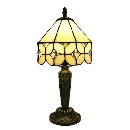 8inch Stained Glass Beige Flower Lampshade Antique Tiffany Style Table Lamps Classical Tiffany Lamp