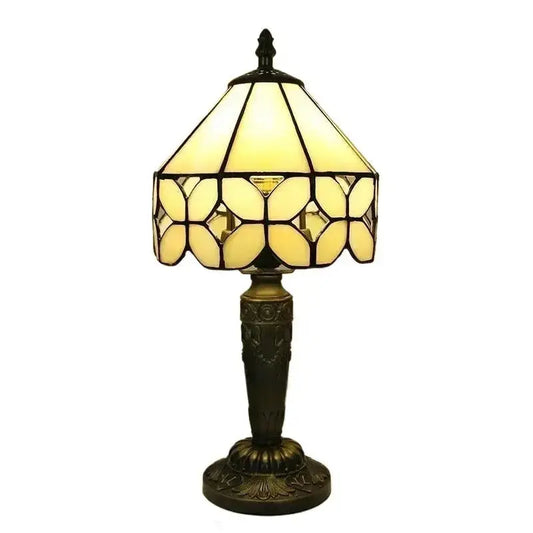 8inch Stained Glass Beige Flower Lampshade Antique Tiffany Style Table Lamps Classical Tiffany Lamp