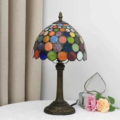 8inch Stained Glass Dazzling Round Lampshade Small Tiffany Table Lamps Classical Tiffany Lamp