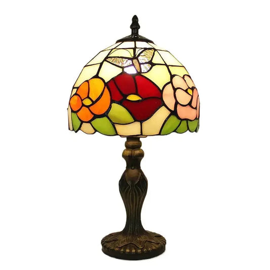 8inch Stained Glass Floral Lampshade Tiffany Style Butterfly Lamp Table Light Classical Tiffany Lamp