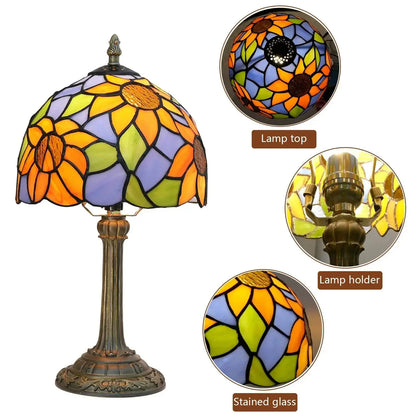 8inch Stained Glass Garden Lampshade Sunflower Tiffany Table Lamp Classical Tiffany Lamp