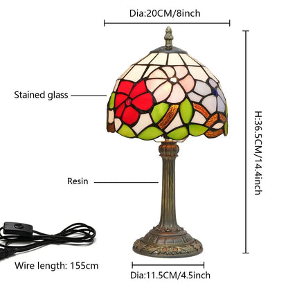 8inch Stained Glass Morning Glory Lampshade Bedside Light Small Tiffany Style Table Lamps Classical Tiffany Lamp