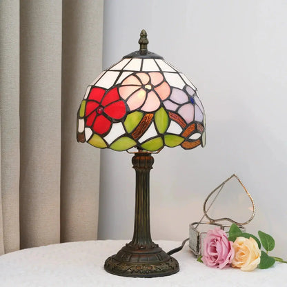 8inch Stained Glass Morning Glory Lampshade Bedside Light Small Tiffany Style Table Lamps Classical Tiffany Lamp