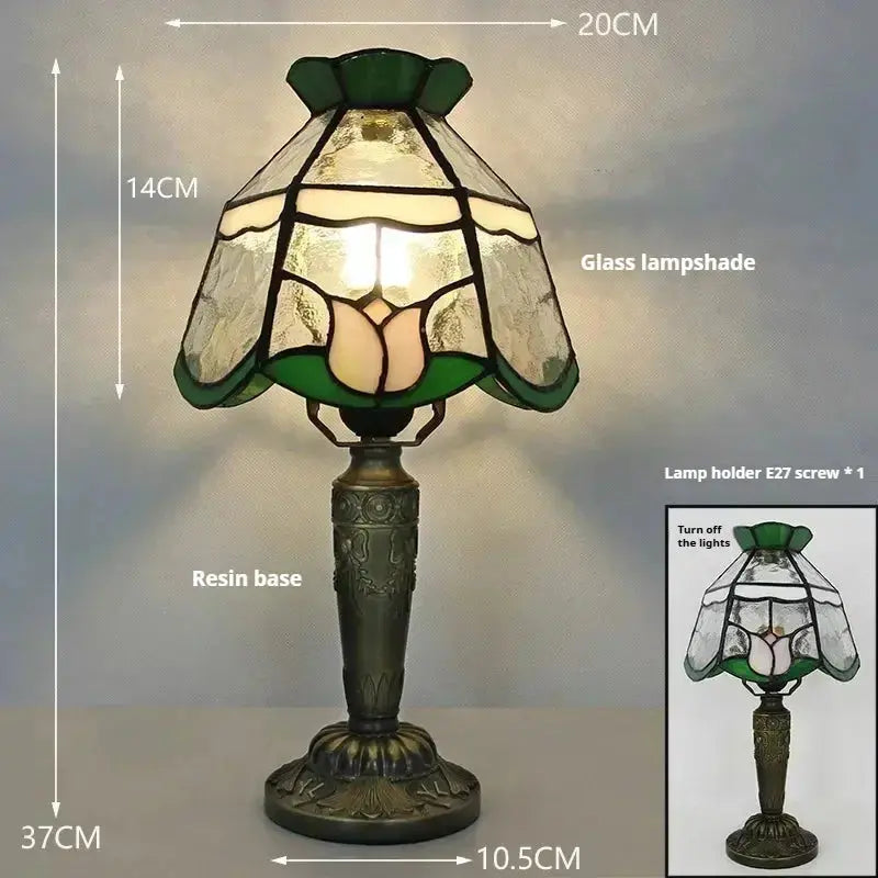 8inch Tiffany Lamp Desk Light with Stained Glass Rose Flower Lampshade Classical Tiffany Lamp