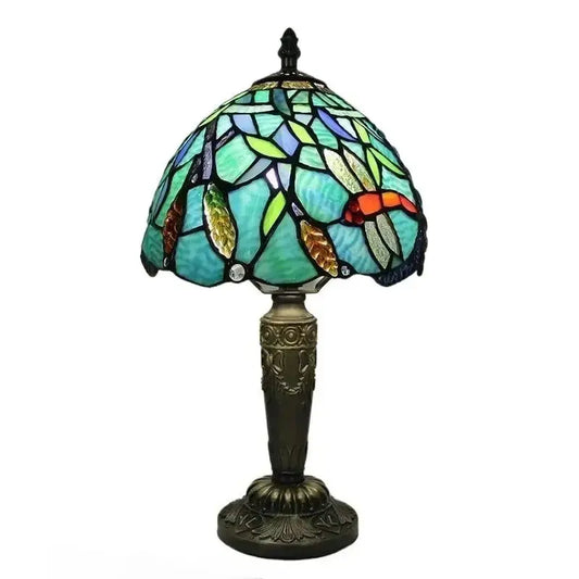 8inch Stained Glass Green Flower Lampshade Small Tiffany Lights Desk Lamp Classical Tiffany Lamp