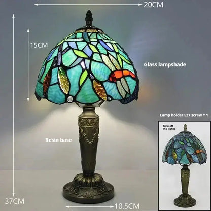 8inch Stained Glass Green Flower Lampshade Small Tiffany Lights Desk Lamp Classical Tiffany Lamp
