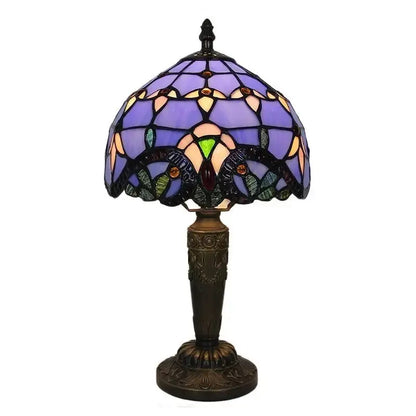 8inch Stained Glass Table Lamp Blue Baroque Lampshade Tiffany Desk Light Classical Tiffany Lamp