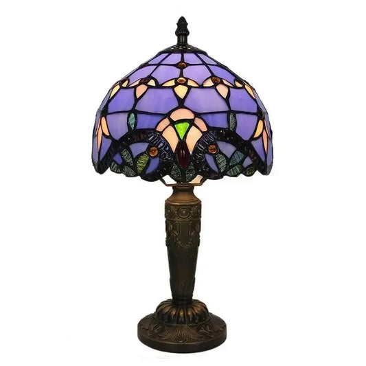 8inch Stained Glass Table Lamp Blue Baroque Lampshade Tiffany Desk Light Classical Tiffany Lamp