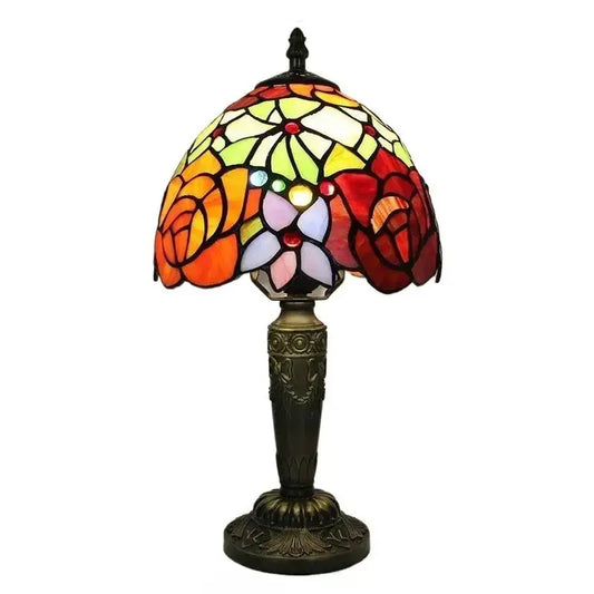 8inch Stained Glass Pastoral Flower Floral Lampshade Tiffany Style Table Lamps for Sale Classical Tiffany Lamp