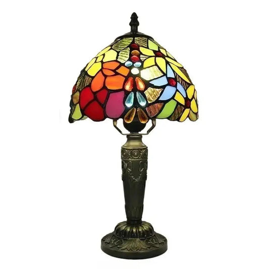 8inch Tiffany Night Lamp with Stained Glass Flower Rose Lampshade Classical Tiffany Lamp