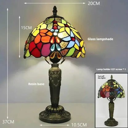 8inch Tiffany Night Lamp with Stained Glass Flower Rose Lampshade Classical Tiffany Lamp