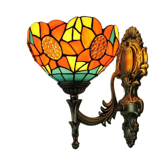 8inch Stained Glass Pastoral Flowers Lampshade Tiffany Traditional Outdoor Wall Lights Classical Tiffany Lamp