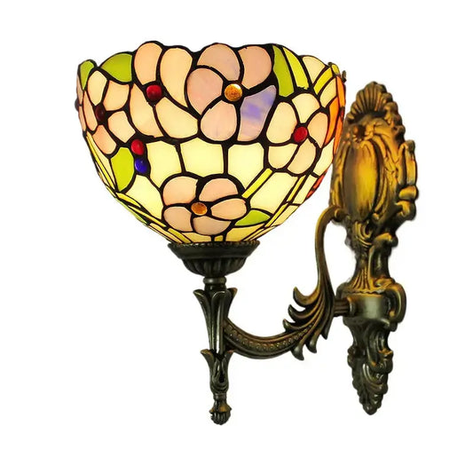 8inch Stained Glass Pastoral Four-leaf Flower Lampshade Tiffany Victorian Wall Lights Sconce Classical Tiffany Lamp
