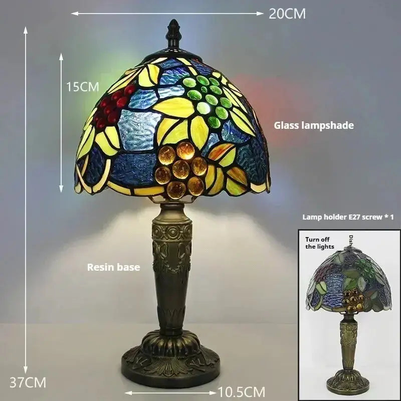8inch Stained Glass Grapes Flower Lampshade Tiffany Inspired Table Lamps Classical Tiffany Lamp