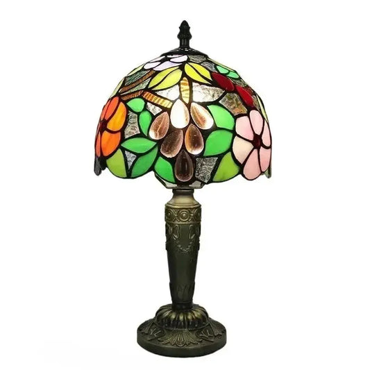 8inch Stained Glass Pastoral Grapes Flower Lampshade Tiffany Style Bedside Lamps Classical Tiffany Lamp