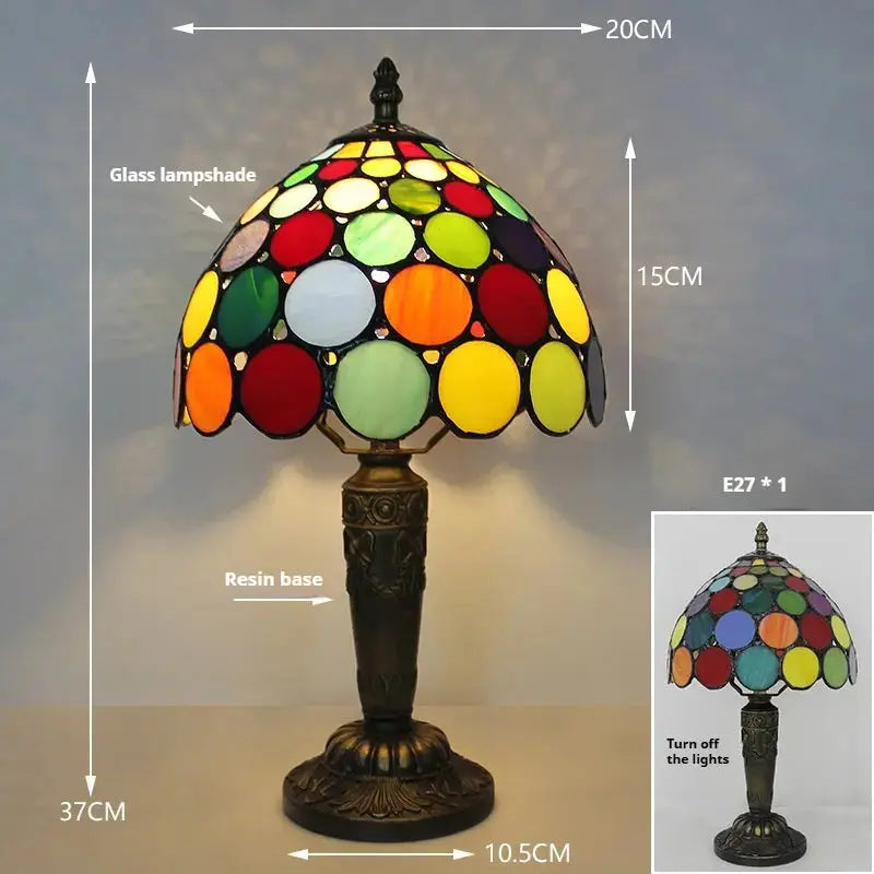 8inch Antique Stained Glass Table Lamp Pastoral Floral Lampshade Tiffany Desk Light Classical Tiffany Lamp