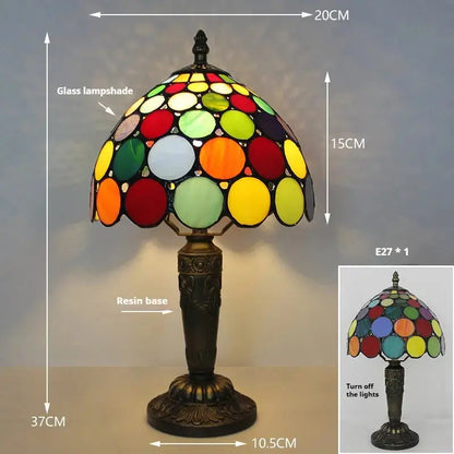 8inch Antique Stained Glass Table Lamp Pastoral Floral Lampshade Tiffany Desk Light Classical Tiffany Lamp