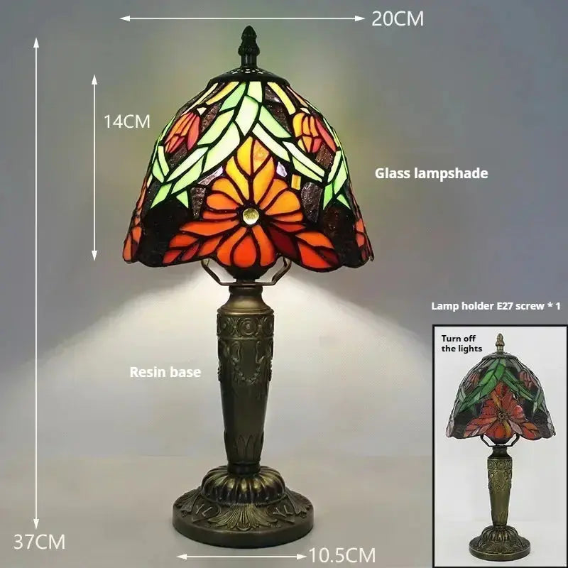 8inch Small Stained Glass Table Lamps Flower Floral Lampshade Tiffany Desk Light Classical Tiffany Lamp