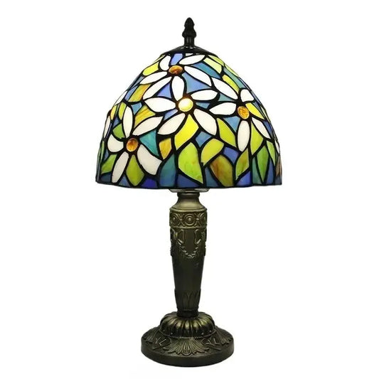 8inch Stained Glass Tiffany Style Lamp with White Floral Lampshade Classical Tiffany Lamp