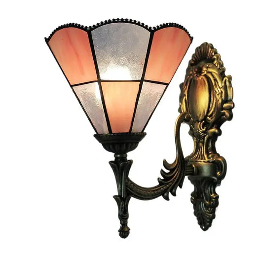 8inch Stained Glass Pink Diamond Lampshade Tiffany Style Sconces Wall Lamp Classical Tiffany Lamp